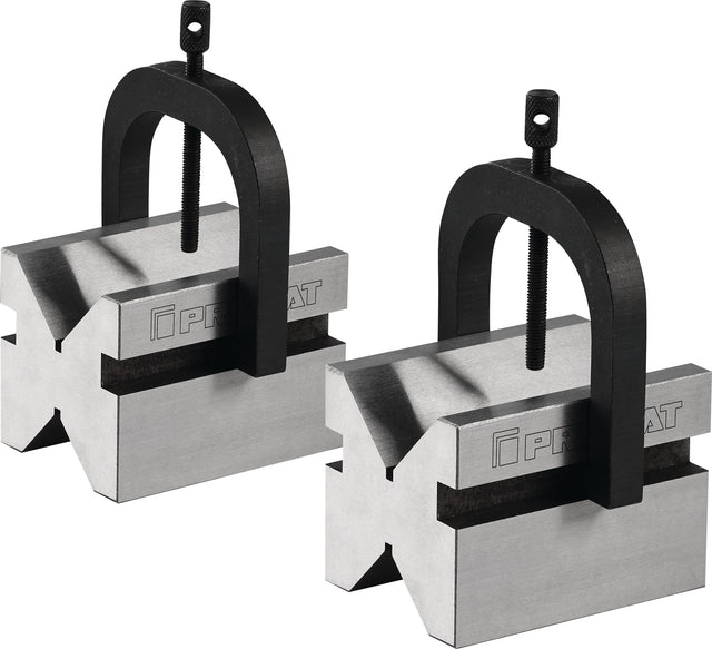 PROMAT Doppelprismenpaar für Ø 5–50 mm, Stahl, Toleranz ± 0,004 mm, 75 x 55 x 55 mm
