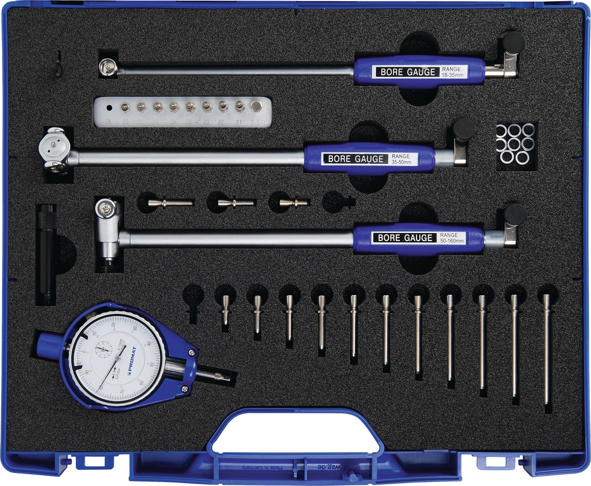 PROMAT Innenfeinmessgerät 18-160 mm – Messtiefe 150 mm, 2-Punkt-Vergleichsmessung