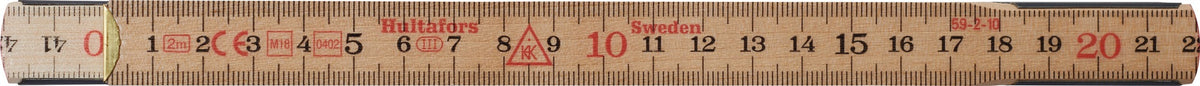 HULTAFORS Gliedermaßstab 59-2-10 – 2 m Schwedenmeter aus Glasbirke, mm/cm, EG III