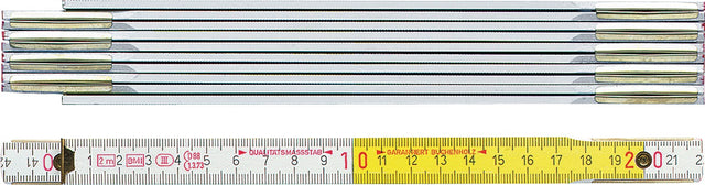 BMI Gliedermaßstab 9802 aus Buchenholz, 2 m, mm/cm-Teilung, EG III, weiß-gelb