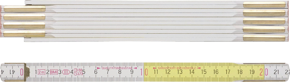 BMI Gliedermaßstab 9142 L.2m B.16mm mm/cm EG III Buche weiß-gelb – Präzision für Profis