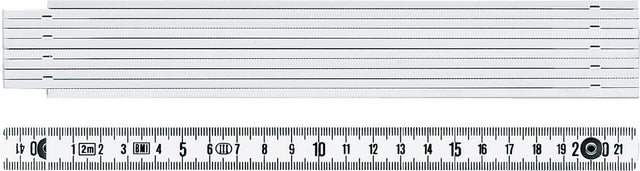 BMI Gliedermaßstab 1041 L.1m mm/cm EG III Kunststoff weiß – 10 Glieder, durchgenietete Gelenkfedern