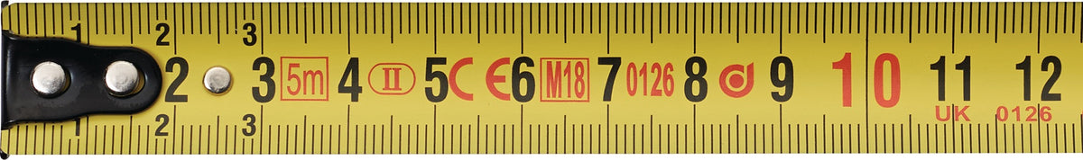 PROMAT Taschenrollbandmaß 3 m, 16 mm Band, mm/cm Teilung, EG II Genauigkeit, verchromtes Kunststoffgehäuse