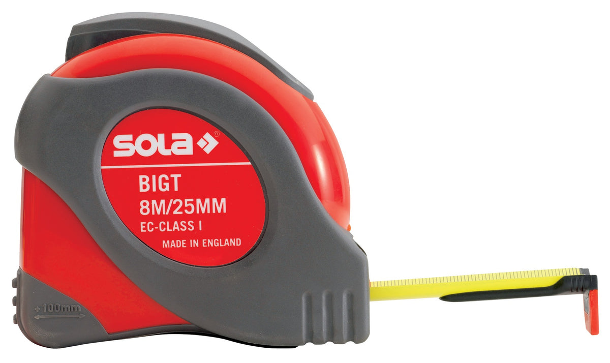SOLA Taschenrollbandmaß BIG T 5 m, 19 mm Band, EG I Genauigkeit, Stopptaste, Kunststoffgehäuse
