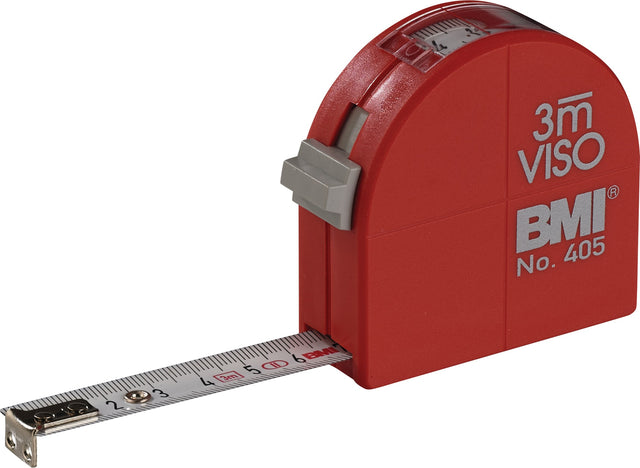 BMI Taschenrollbandmaß VISO 3 m, 16 mm Bandbreite, mm/cm Teilung, EG II Genauigkeit, Polyamid-Gehäuse mit Sichtfenster