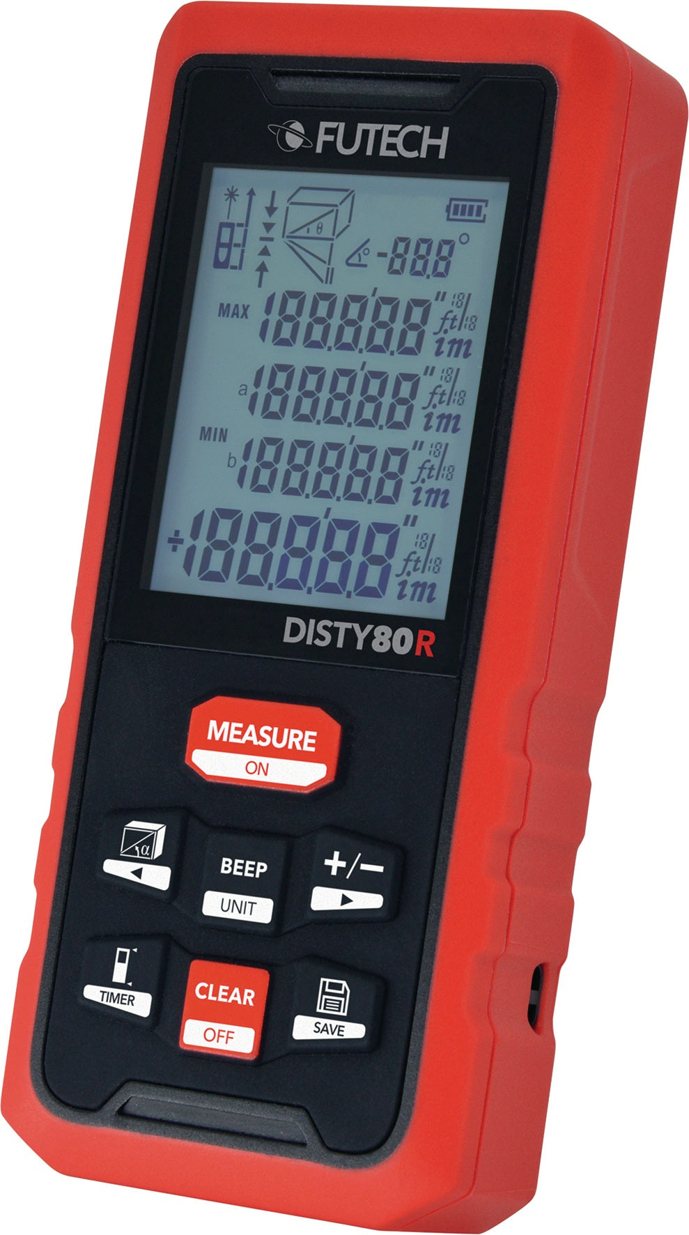 FUTECH Laserentfernungsmesser DISTY 80 RED – 80 m Reichweite, ± 2 mm Genauigkeit, IP 54