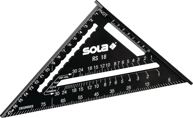 SOLA Sparrenwinkel RS 18 aus Aluminium, 185 mm Schenkellänge, 0°–90°, multifunktional