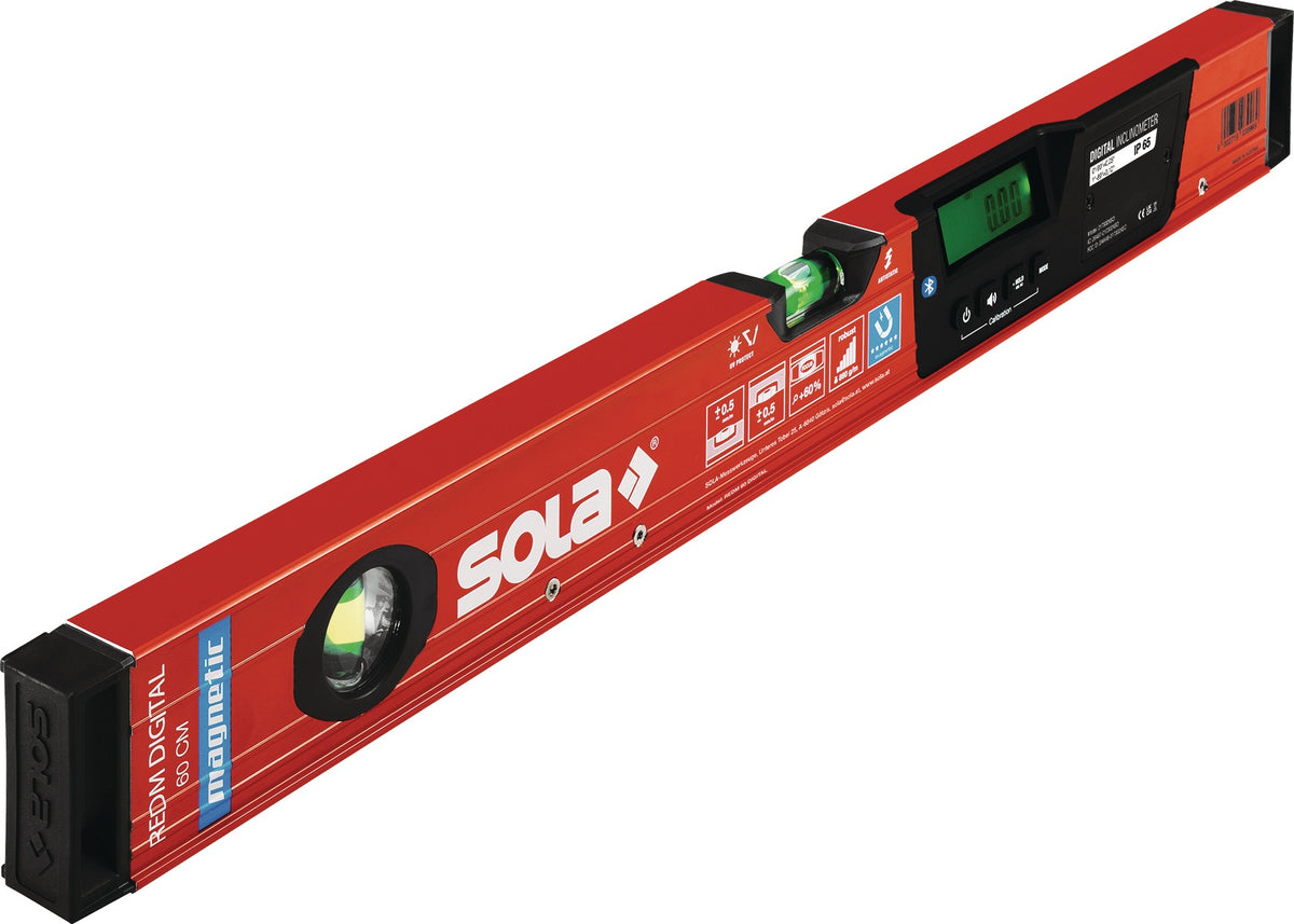 SOLA REDM DIGITAL 30 cm Aluminium Wasserwaage mit Bluetooth und Neigungsanzeige