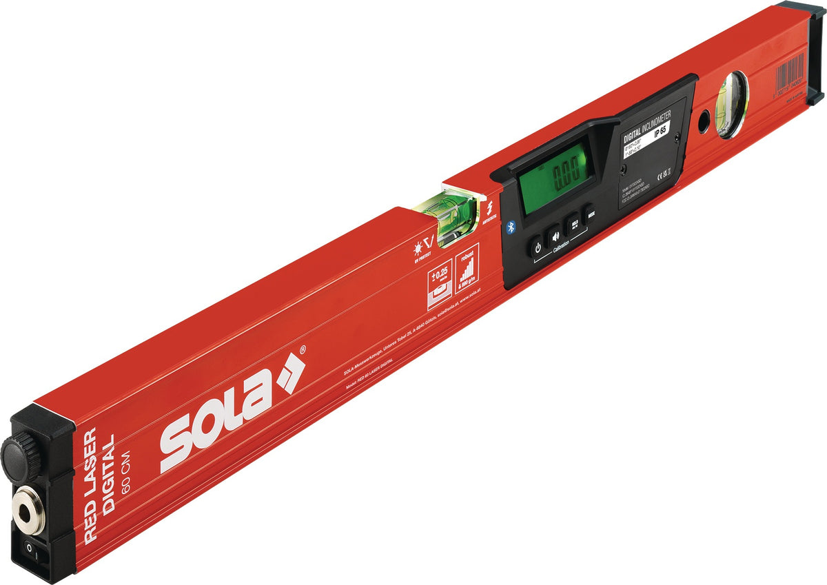 SOLA RED LASER DIGITAL 60 cm Aluminium Wasserwaage mit Laser und digitaler Neigungsanzeige