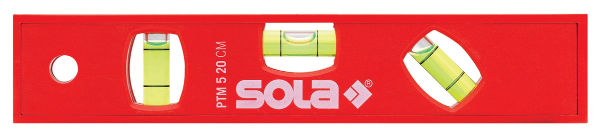 SOLA Torpedowasserwaage PTM 5 20 cm ABS Kunststoff rot mit Magnet – 1,50 mm/m Genauigkeit