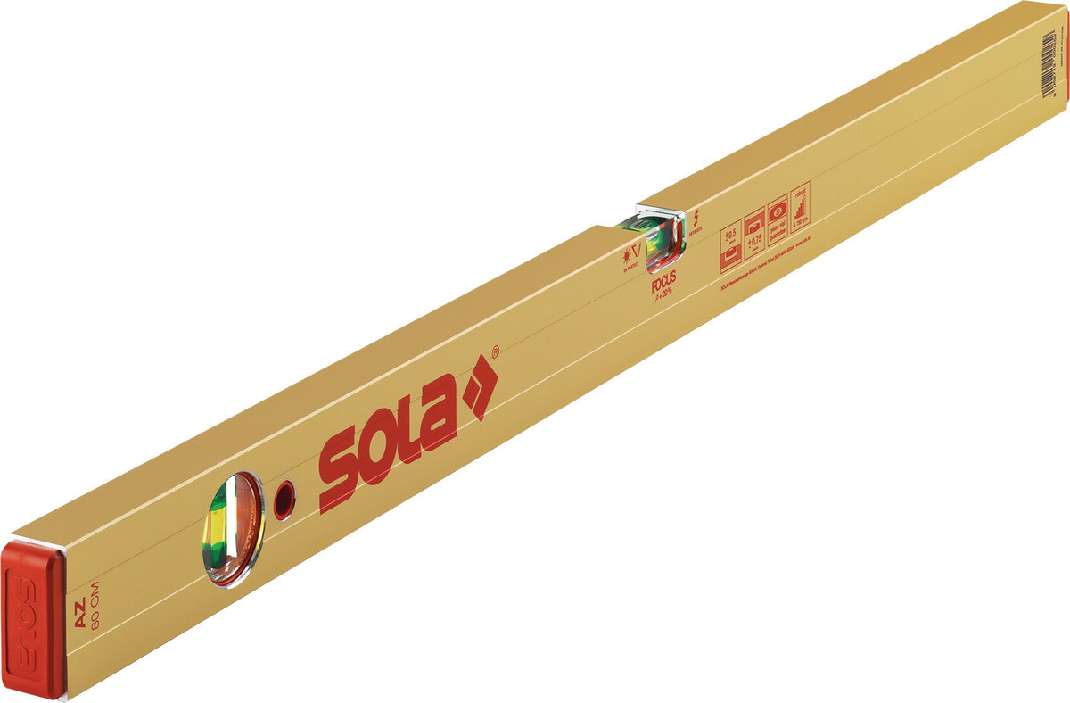 SOLA Wasserwaage AZ 180 cm Aluminium gold 0,5 mm/m – Präzision für Profis