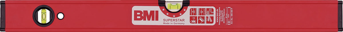 BMI Wasserwaage SUPERSTAR 180 cm Aluminium rot ± 0,5 mm/m Genauigkeit