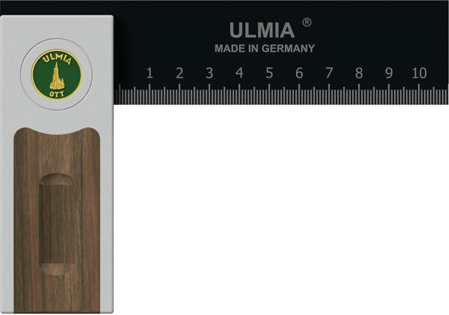 ULMIA Winkel Alu-Line 500 justierbar 90° mit Nussbaum-Einlage, 150 mm Schenkel, 105 mm Griff