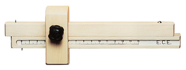 ECE Streichmaß 150 mm aus Weißbuche mit zwei verstellbaren Maßstäben und Stahlnadeln