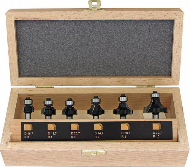 FISCH-TOOLS Abrundfräsersatz 973CT06A03 Hartmetall Schaft-Ø 8 mm 6-teilig