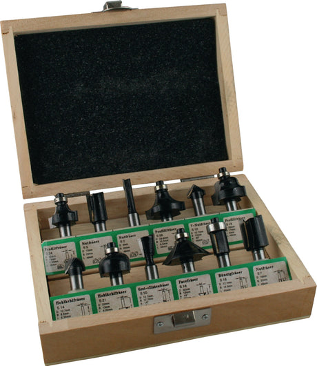 FISCH-TOOLS Fräsersatz 973CT12A05 Hartmetall Schaft-Ø 8 mm 12-teilig für Handoberfräsen