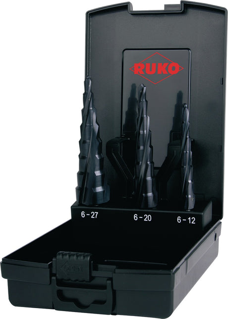 RUKO ULTIMATECUT Stufenbohrersatz 3-teilig HSS spiralgenutet Ø 6-12/6-20/6-27 mm