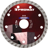 PROMAT Diamanttrennscheibe GRANIT 115 mm für Winkelschleifer – Turbo-Segment 7 mm