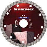 PROMAT Diamanttrennscheibe GRANIT 115 mm für Winkelschleifer – Turbo-Segment 7 mm