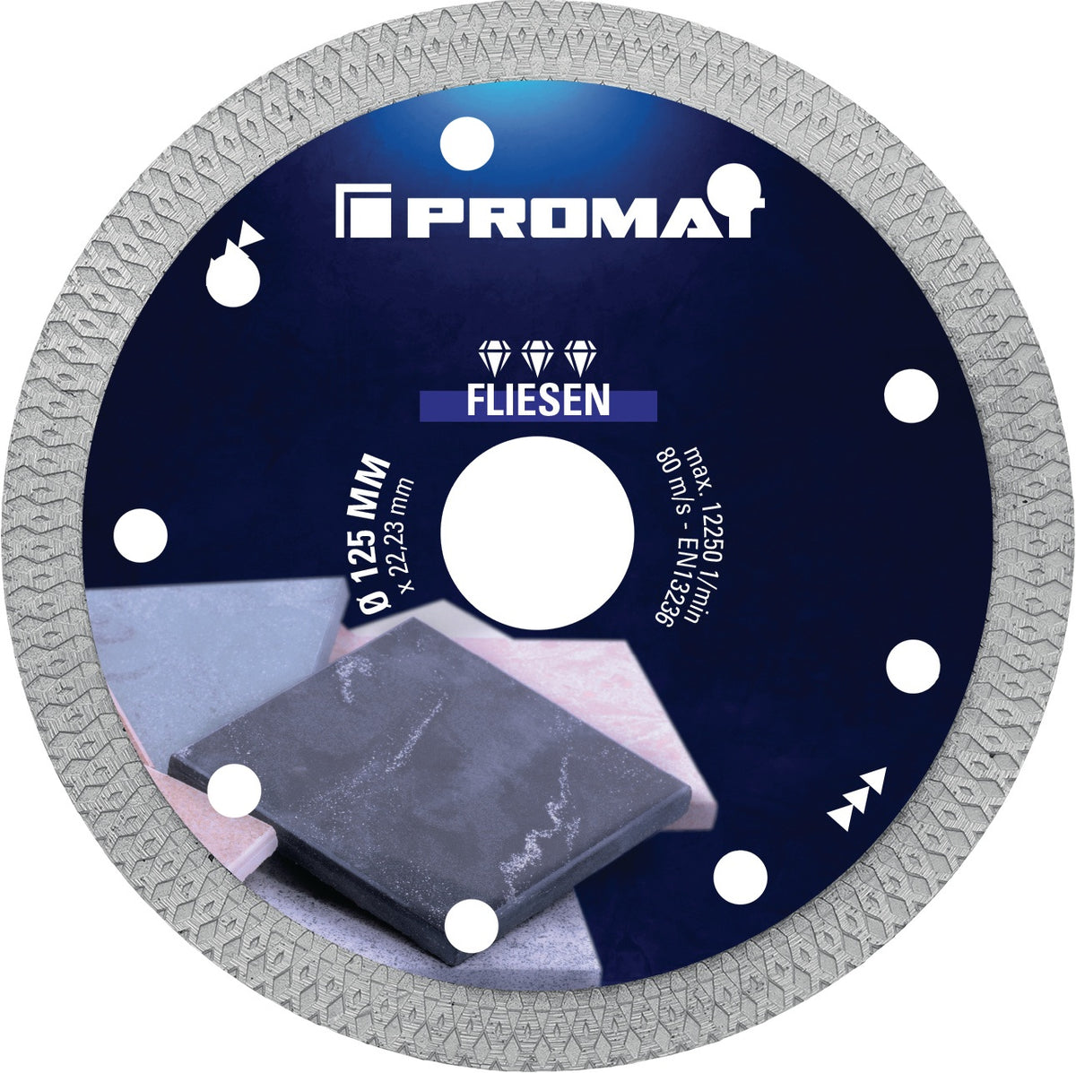 PROMAT Diamanttrennscheibe FLIESEN PRO X 115 mm – X-Diamant-Segment für alle Fliesen