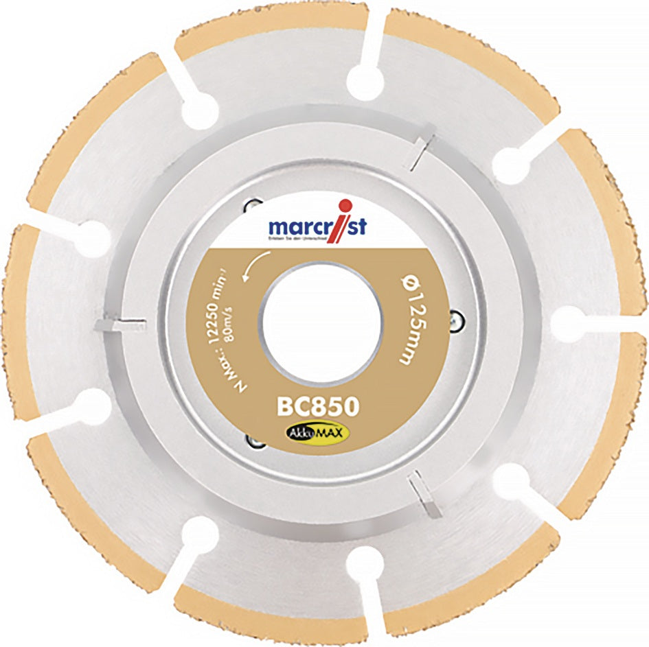 MARCRIST Trenn-/Anfasscheibe BC850 AkkuMax Ø 125 mm – Gratfreier Schnitt und 15° Fase