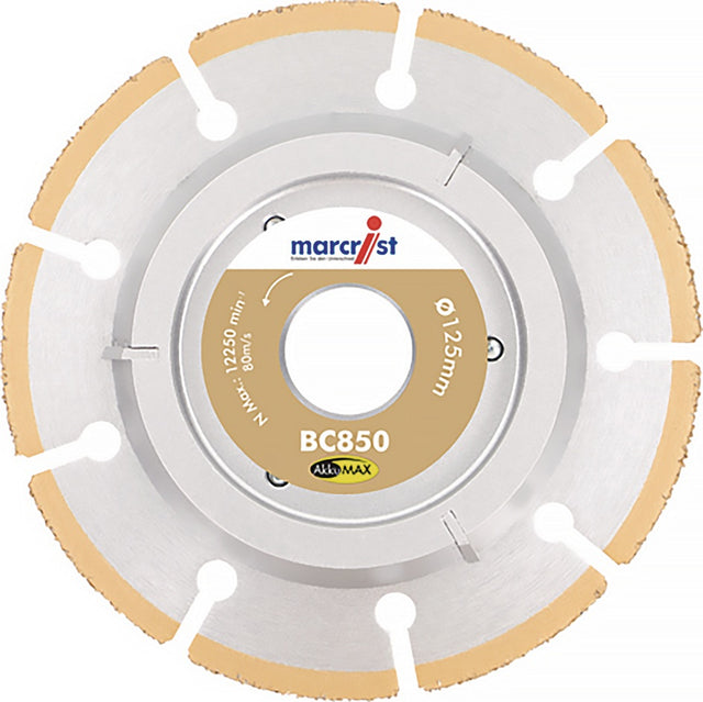 MARCRIST Trenn-/Anfasscheibe BC850 AkkuMax Ø 125 mm – Gratfreier Schnitt und 15° Fase