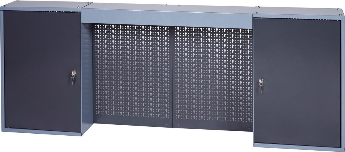 Friedrich Küpper Werkzeugschrank 1200x600x200 mm, 3 Türen, 3 Lochrückwände, silber/anthrazit