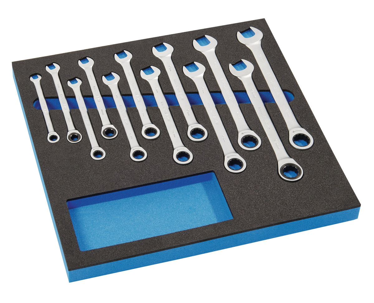 PROMAT Werkzeugmodul Leereinlage 2/3-Modul für Knarrenringmaulschlüssel SW 8-19 mm, 12-teilig