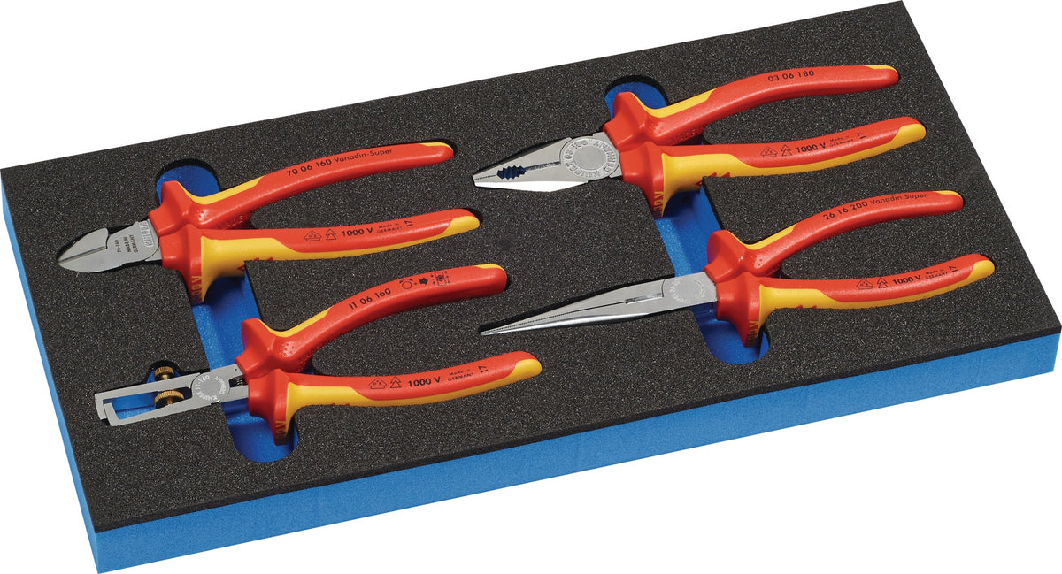 KNIPEX VDE-Zangensatz 4-teilig im 1/3-Werkzeugmodul – Isoliert bis 1000 V
