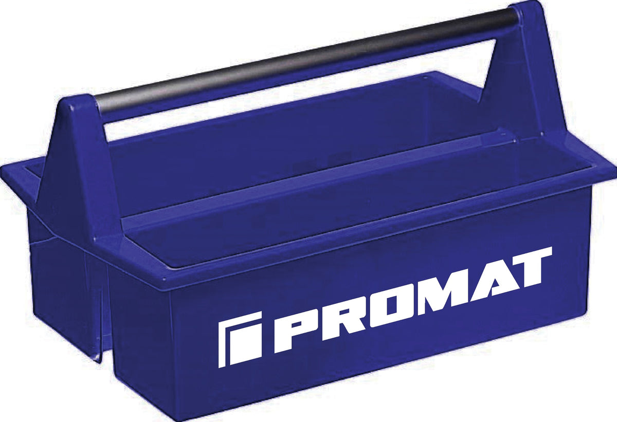 PROMAT Werkzeugtragekasten 420x250x120 mm mit 2 Fächern und Stahlblechtragegriff
