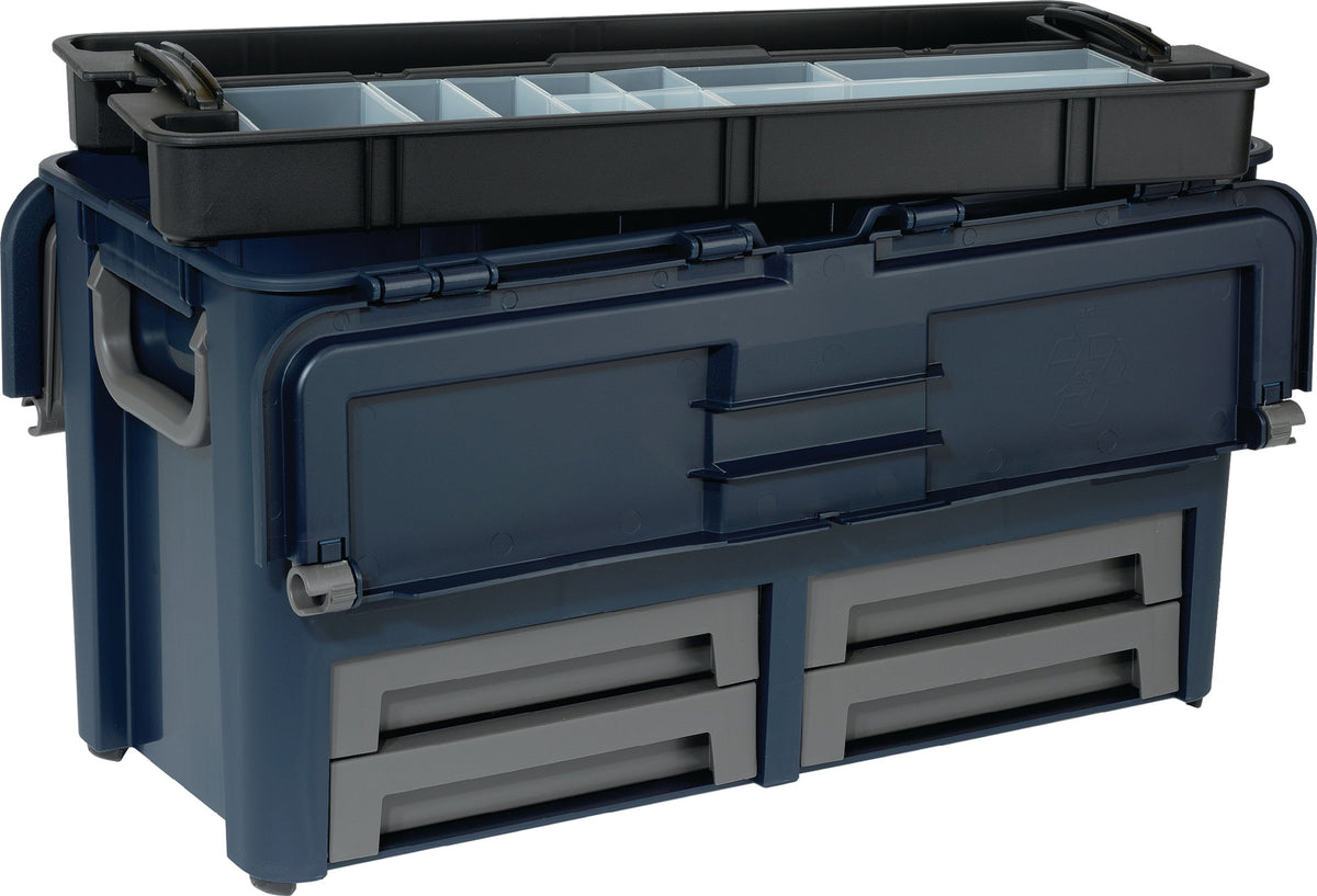 RAACO Werkzeugkoffer Compact 27 – 6 Einsteckfächer, 2 Schubladen, 30 kg Tragkraft, Polypropylen