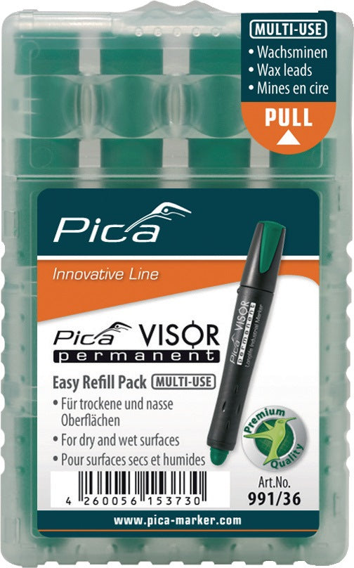 PICA Minenset Visor permanent 4x weiß wasserfest – Ersatzminen für Industriemarker