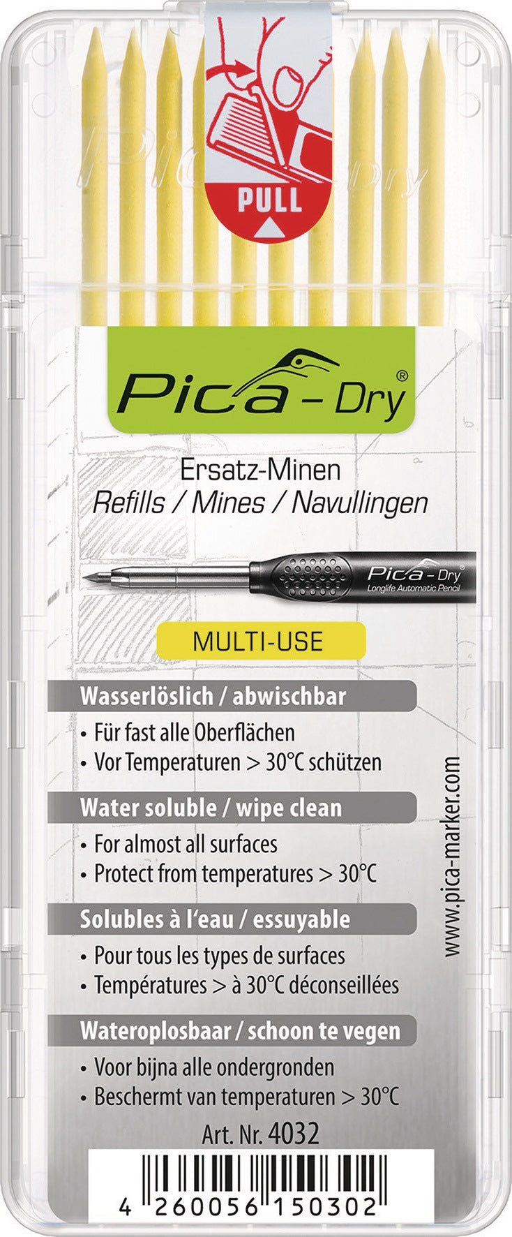Pica-Dry Minenset 10x weiß wasserstrahlfest – Ersatzminen für Pica-Marker