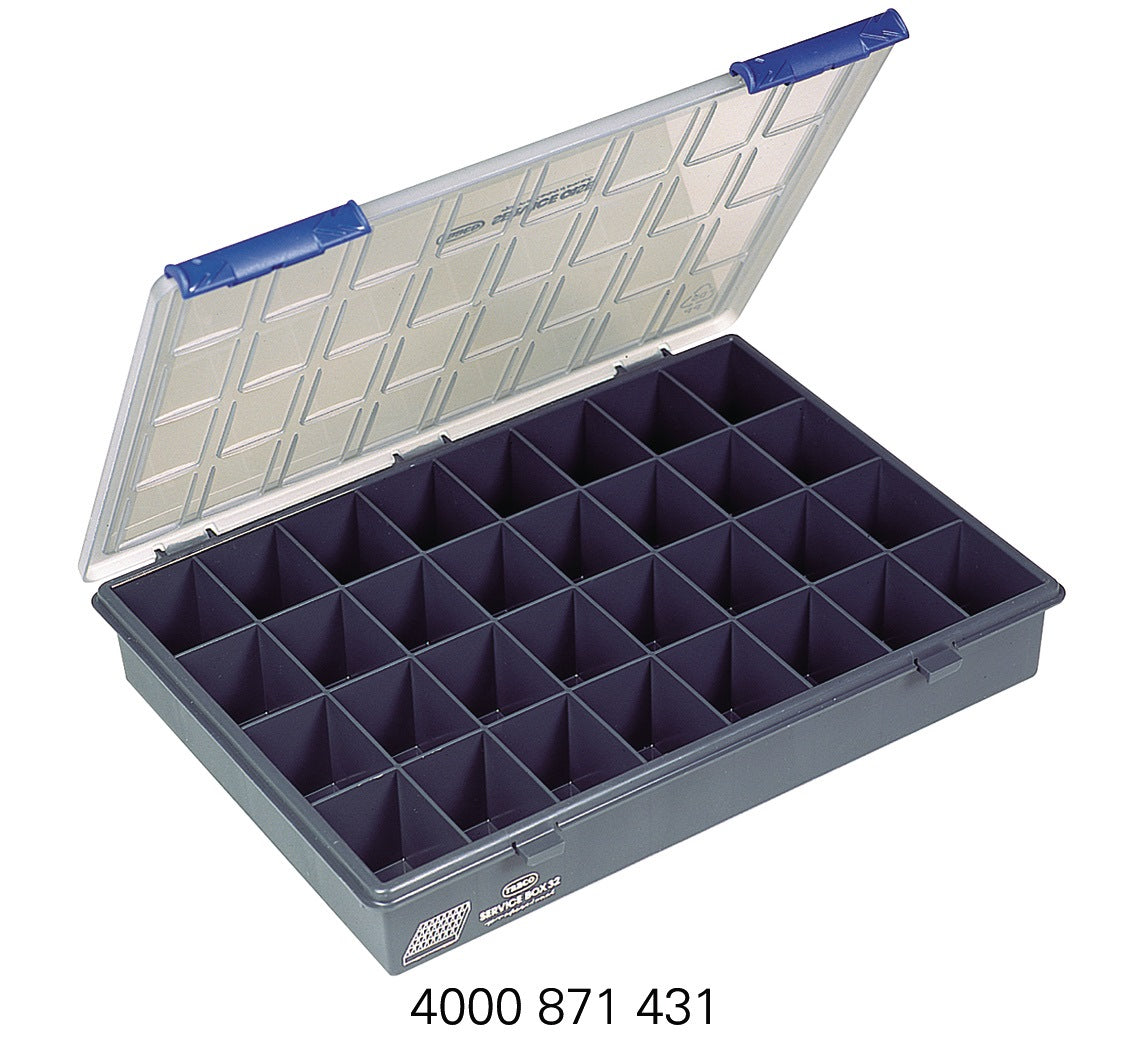 RAACO Sortimentskasten 175x143x32 mm mit 7 Fächern, transparent/dunkelblau