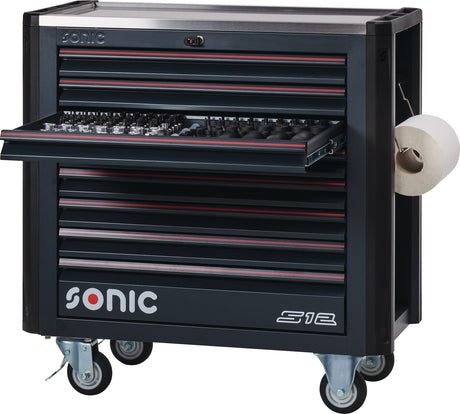 SONIC NEXT S12 Werkzeugwagen – 485-teilig, 8 Schubladen, 900 kg, Stahlblech RAL 7016