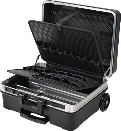 PROMAT Schalenkoffer rollbar 36 l ABS-Kunststoff mit Teleskopauszug und Zahlenschloss