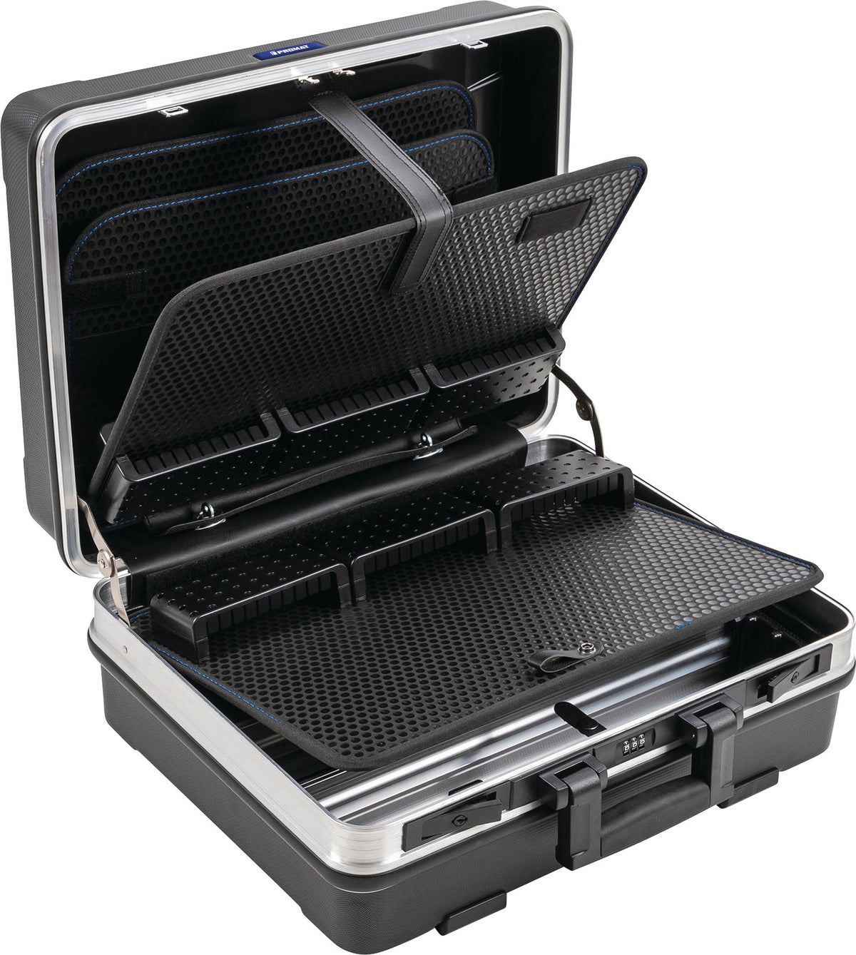 PROMAT Schalenkoffer 28,1 l ABS mit Alu-Rahmen und Werkzeugmodul – robust und sicher