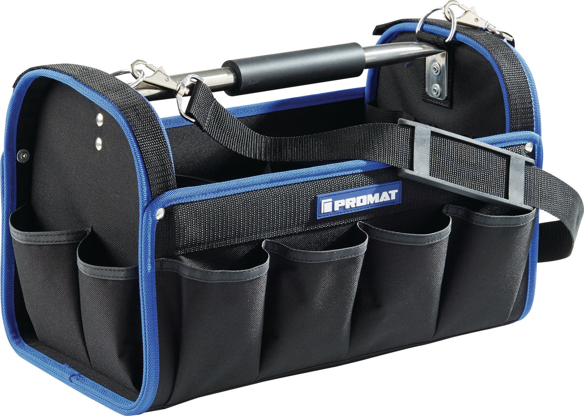PROMAT Werkzeugtasche 400x250x200 mm aus Nylongewebe mit Tragegriff und -riemen