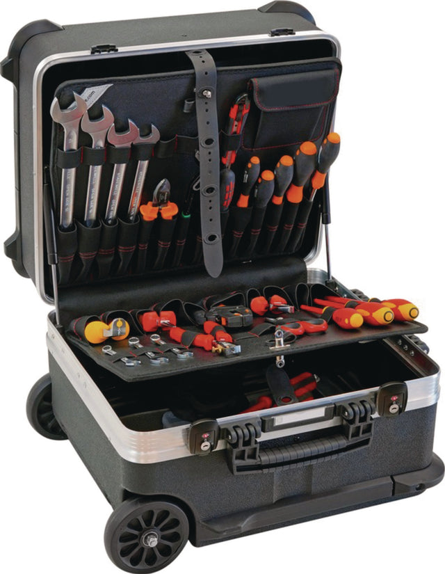 PROMAT Schalenkoffer rollbar 64 l HDPE mit Aluminiumrahmen und TSA-Schloss