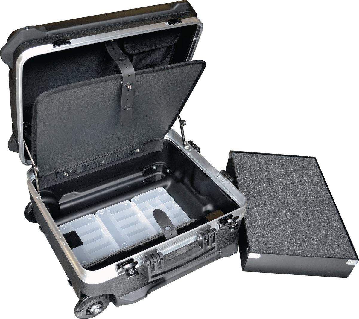 PROMAT Schalenkoffer rollbar 64 l HDPE mit Aluminiumrahmen und TSA-Schloss