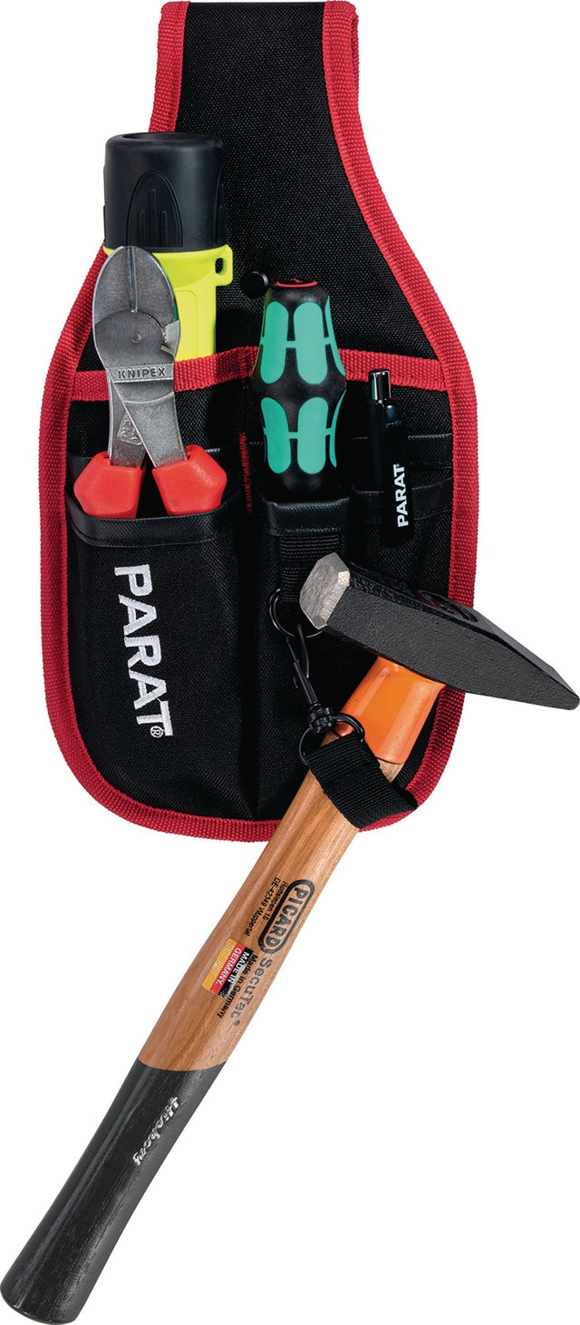 PARAT Gürteltasche H290xB160xT30mm – Nylon, 5 große + 2 kleine Fächer, Karabinerhaken