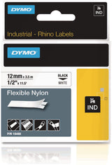 DYMO Vinylband Schriftband 12 mm schwarz auf weiß – 5,5 m Rolle