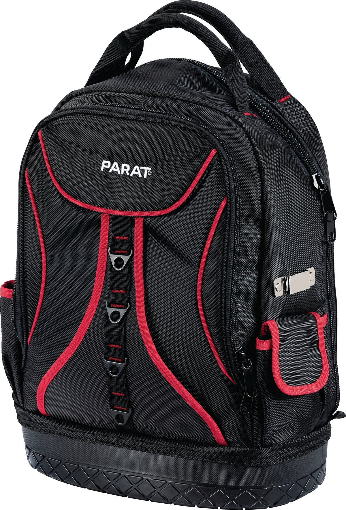 PARAT Werkzeugrucksack B360xT170xH440mm Nylon schwarz/rot – 15 Fächer & Laptopfach