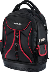 PARAT Werkzeugrucksack B360xT170xH440mm Nylon schwarz/rot – 15 Fächer & Laptopfach