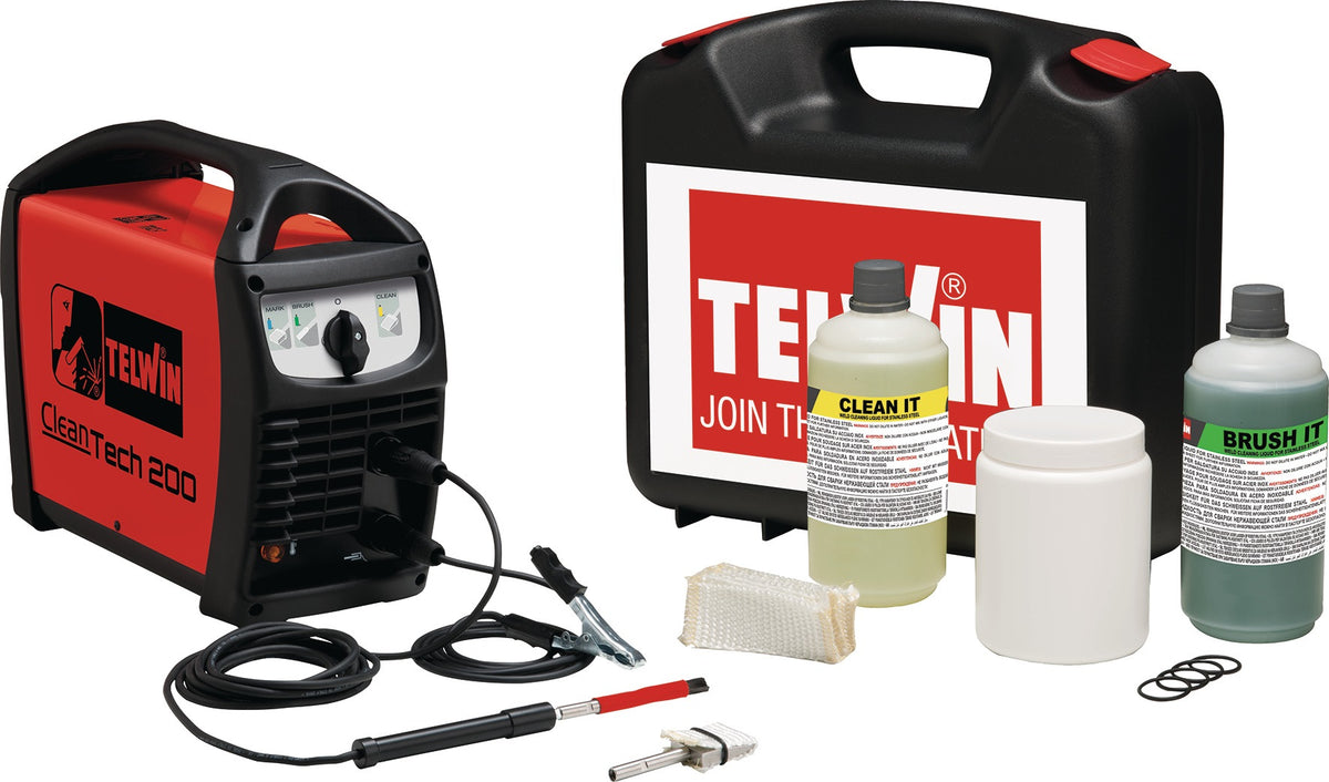 TELWIN Schweißnahtreiniger Cleantech 200 Set 230 V IP 21 für WIG- und MIG-Schweißnähte