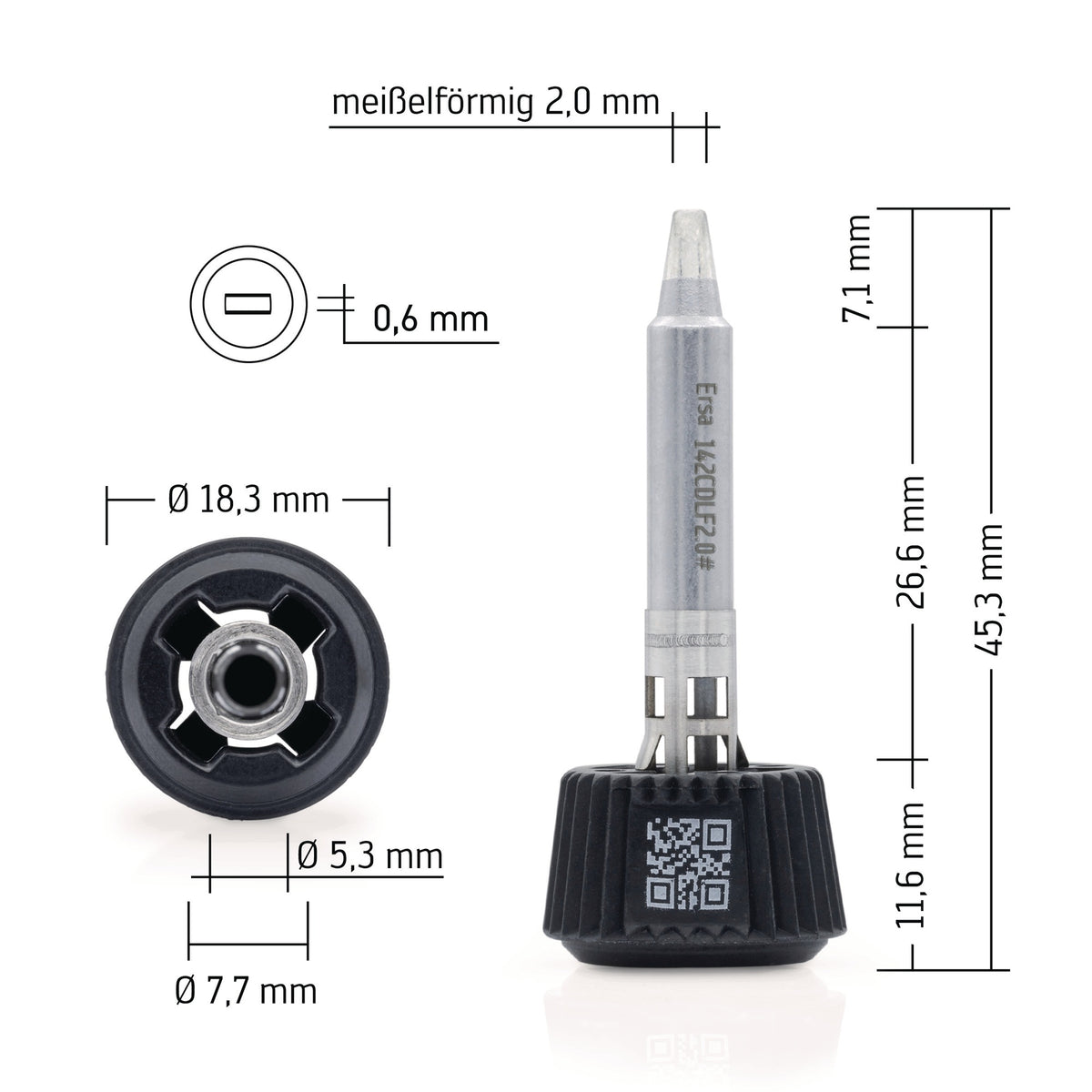 ERSA Lötspitze Bleistiftspitz B.0,4mm 0142SDLF04L/SB mit ERSADUR Beschichtung