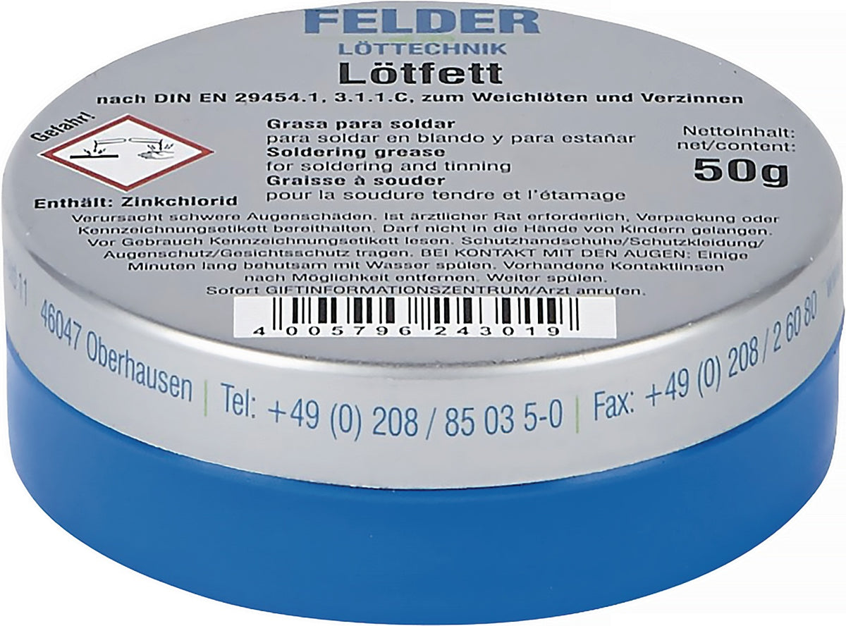 FELDER Lötfett 50g zum Weichlöten – 5er-Pack, DIN EN 29454 F-SW 21