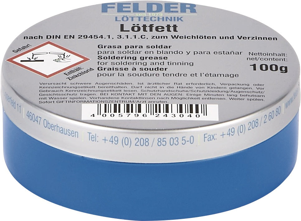 FELDER Lötfett 50g zum Weichlöten – 5er-Pack, DIN EN 29454 F-SW 21