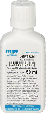 FELDER Lötwasser 50 ml – Flussmittel zum Weichlöten von Eisen, Stahl, Kupfer und Messing