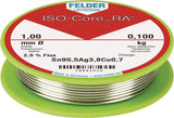 FELDER Lötdraht ISO-Core® RA 0,5 mm 100 g Sn95,5Ag3,8Cu0,7 – Bleifreier Lötdraht für Elektrotechnik